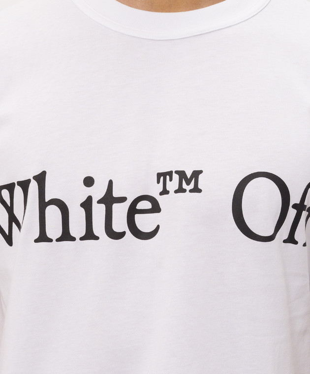 Off-White Белая футболка с контрастным принтом логотипа 44MAA16MF26J00G изображение 5