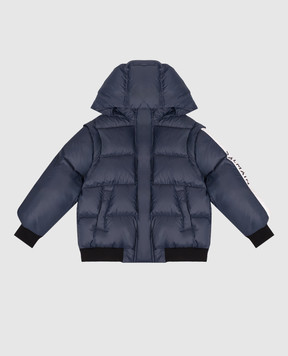 Balmain Дитячий синій пуховик з принтом логотипа BZ2I20N0372610