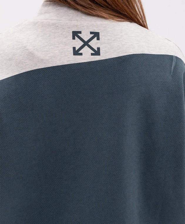 Off-White Синяя спортивная куртка с брендовым принтом 2FE00724T изображение 5