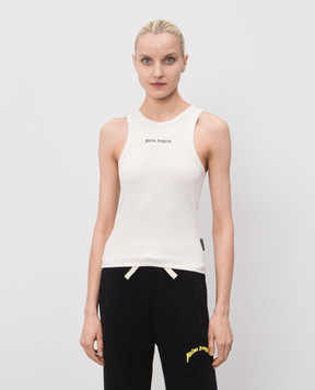 Palm Angels Майка кольору айворі в рубчик PWAC024S26JER001