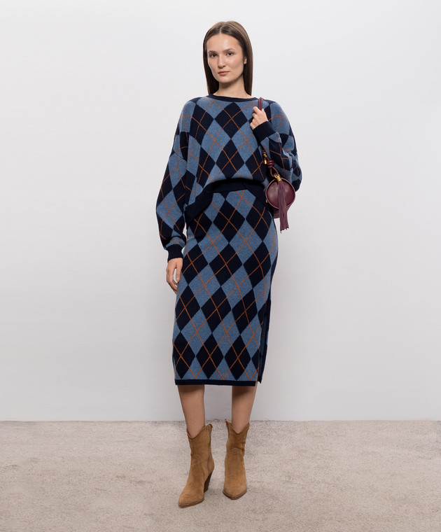 Twinset Синяя юбка в геометрический узор 262TT3271 изображение 2