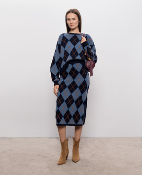 Twinset Синяя юбка в геометрический узор 262TT3271