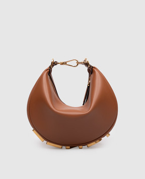 Fendi Коричневая кожаная сумка-хобо Fendigraphy Mini 8BS081A5DY