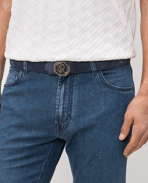 Stefano Ricci Синій замшевий ремінь з монограмою логотипа N381SDC366P