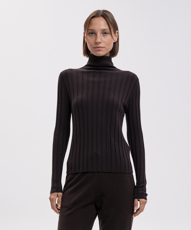 Allude Коричневий гольф з вовни в рубчик 26564023 зображення 3