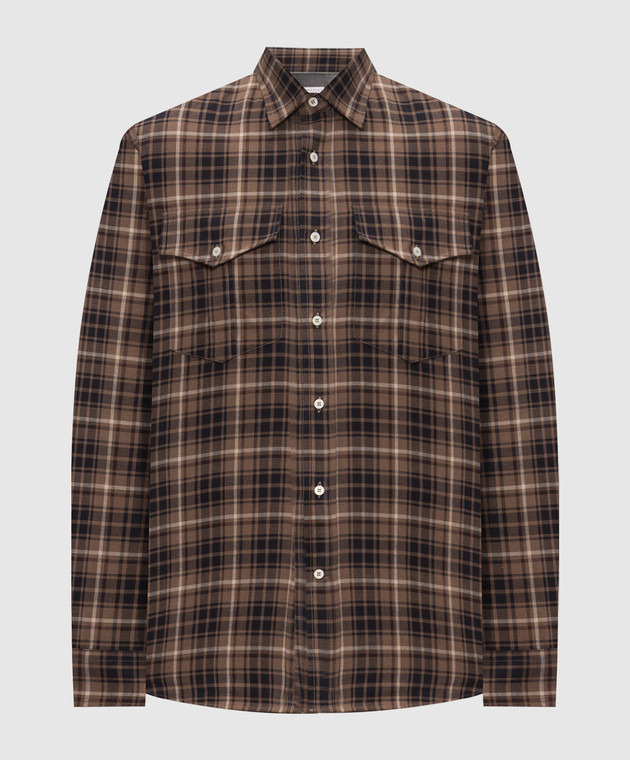 Brunello Cucinelli Коричневая рубашка в клетку MY6543059