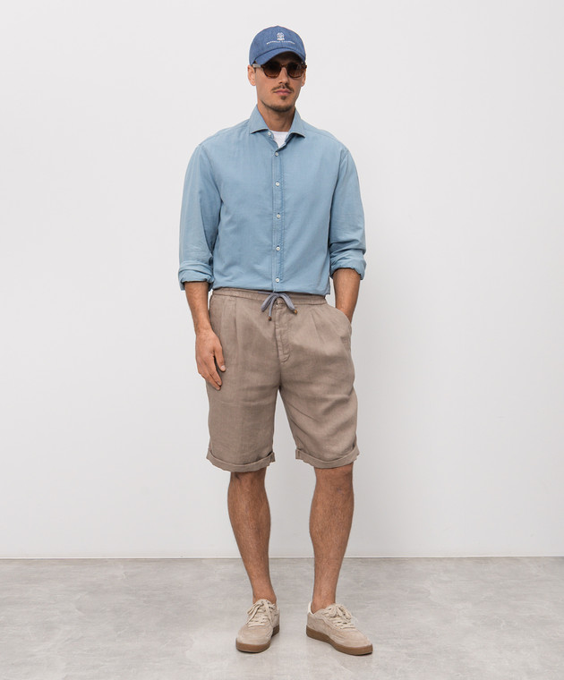 Brunello Cucinelli Коричневі шорти з льону M243DU0020 зображення 2
