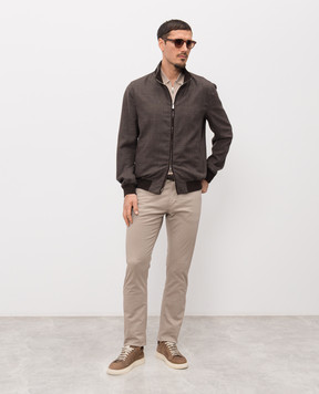 Enrico Mandelli Бежевое поло из шелка с нашивкой логотипа 3K065A5674