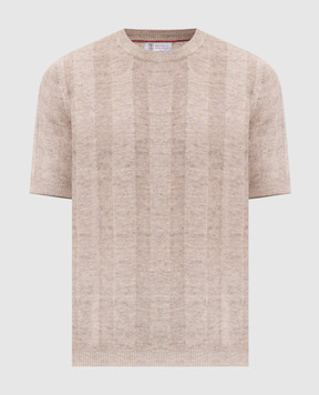 Brunello Cucinelli Бежевая футболка с леном M2L707800