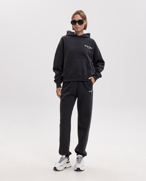 Sporty & Rich Чорне утеплене худі з принтом логотипа ST09571329BA02