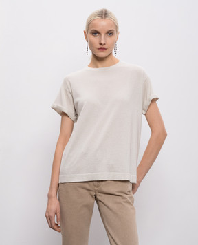 Brunello Cucinelli Біла футболка з кашеміром та шовком з люрексом M41810000
