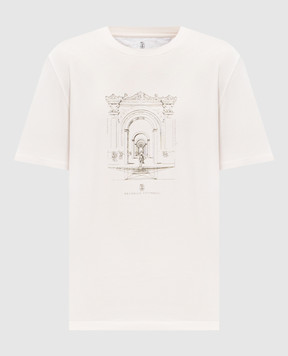 Brunello Cucinelli Футболка цвета айвори в принт M0B138521P