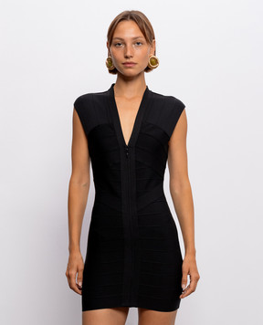 Herve Leger Черное платье мини Champagne 46HLFT8571183