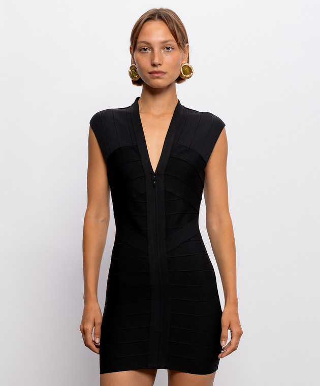 Herve Leger Черное платье мини Champagne 46HLFT8571183 изображение 3