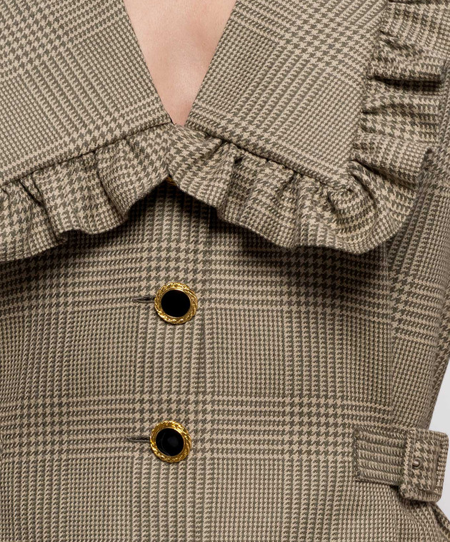 Alessandra Rich Платье мини Prince of Wales цвета хаки с шерстью FABX4390F4805 изображение 5