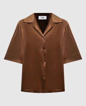 Solotre Коричневая блуза из шелка M1AB0093