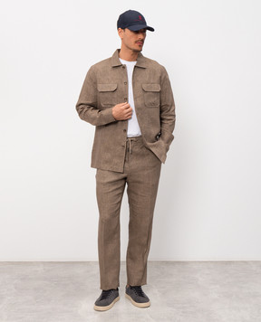 CAPOBIANCO Коричневі штани з льону 20M811LL00