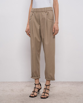 Brunello Cucinelli Бежевые брюки с цепочкой мониль MA126P8417