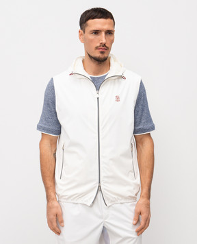 Brunello Cucinelli Білий жилет з контрастною вишивкою емблеми MM49A7450G