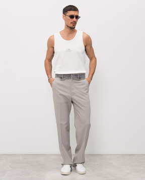 Maison Margiela MM6 Сірі штани з вовною з патчем логотипа SH0KA0062MTN130