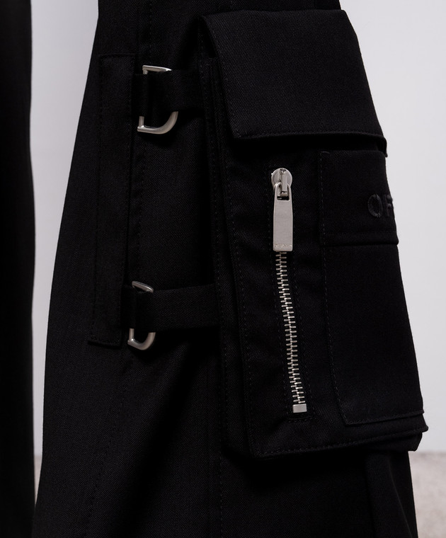 Off-White Чорні штани кльош з вовною 2LH00268G зображення 5
