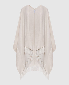 Brunello Cucinelli Бежевое пончо с льном MSCDAGP08