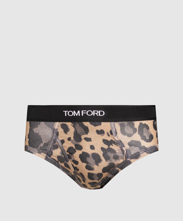 Tom Ford Коричневые трусы-брифы в леопардовый принт T4LC11110
