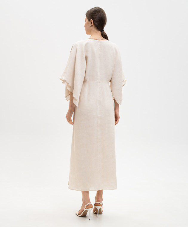 Peserico Бежева сукня з льону з ланцюжком моніль E02372A02600 зображення 3
