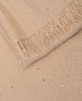 Peserico Бежевый шарф с пайетками A31536C0CC750