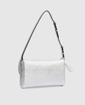 Valentino Серебристый кожаный клатч DeVain 8W0B0T31NVB