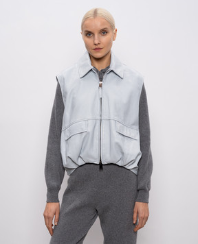 Simonetta Ravizza Голубой кожаный жилет Jaris S06VT93L1