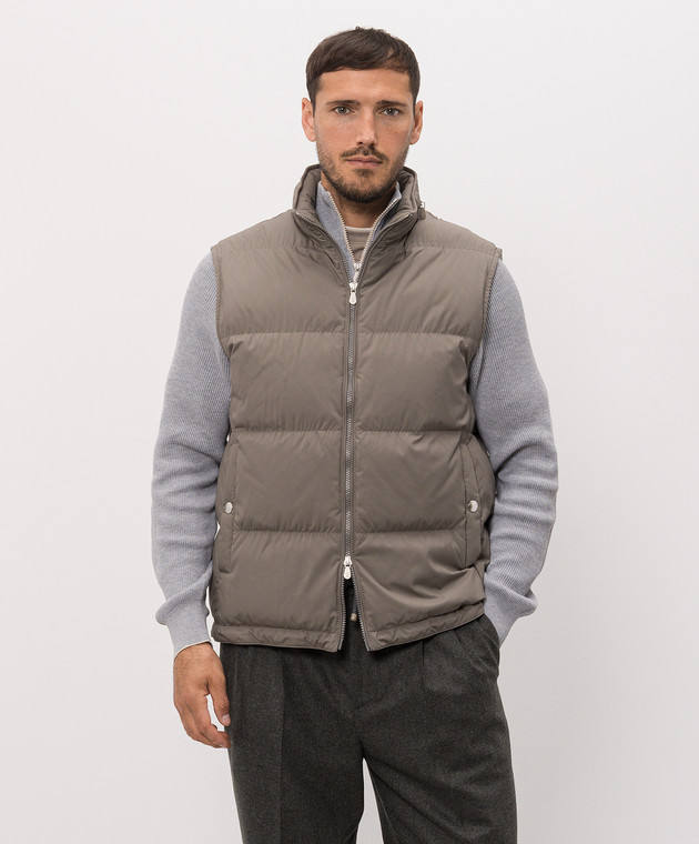 Brunello Cucinelli Сірий пуховий жилет MV4081611 зображення 3