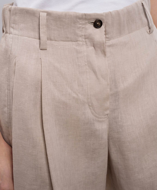 Brunello Cucinelli Бежевые шорты из льна MA698DV499 изображение 5