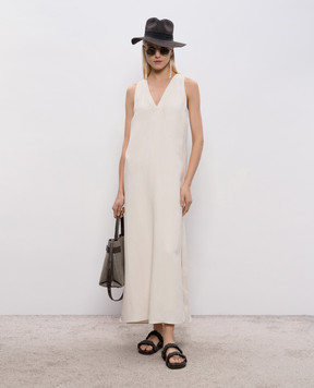 Brunello Cucinelli Платье цвета айвори с льном MH126A4812