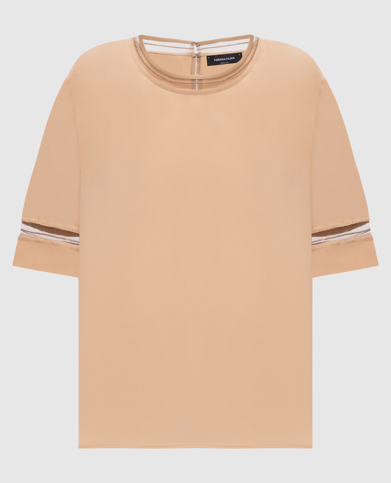 Коричневые блузки с шелком с цепочкой мониль