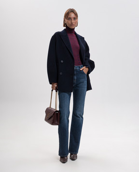 Twinset Голубое двубортное пальто с шерстью 262TP2012