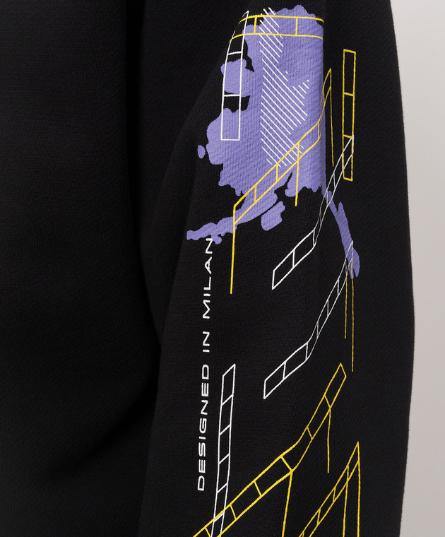 Off-White Черная спортивная куртка с принтом эмблемы Arrow Archigeography 44MBE015F26F003 изображение 5