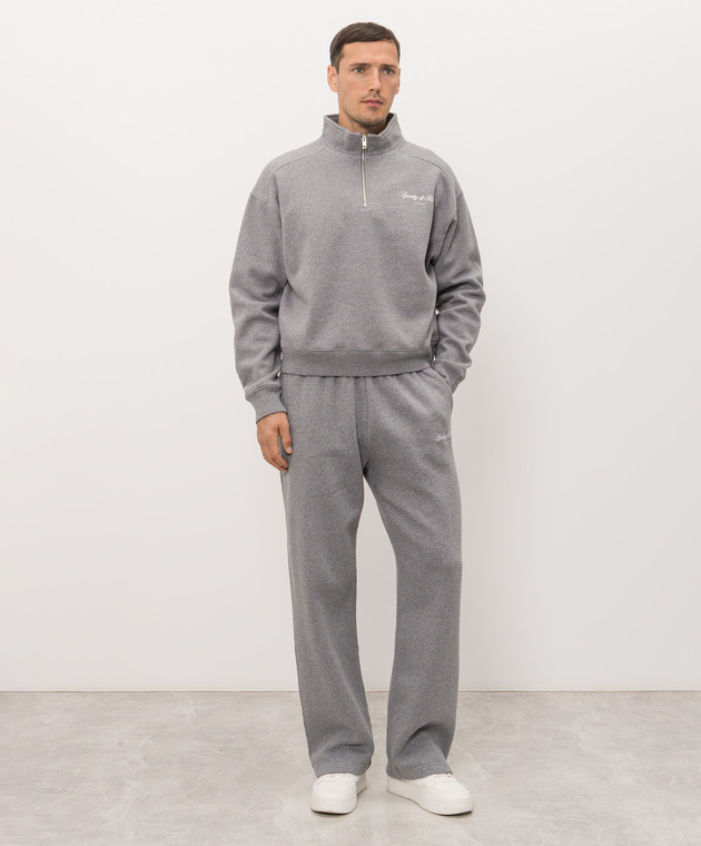 Sporty & Rich Сірий утеплений спортивний костюм з принтом логотипа ST10982000GY34PA088820 зображення 3