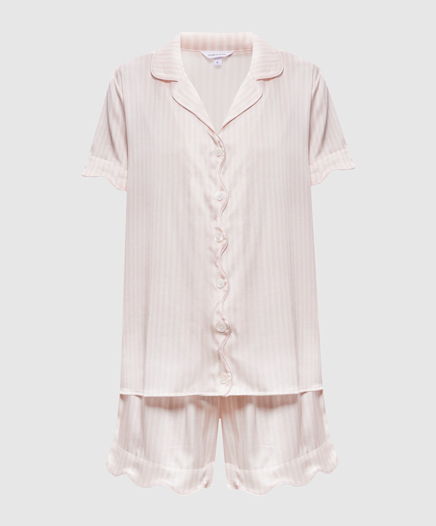 Dore & Rose Рожева піжама із шовку в смужку SCALLOPSILKSHORTSET
