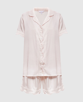 Dore & Rose Рожева піжама із шовку в смужку SCALLOPSILKSHORTSET