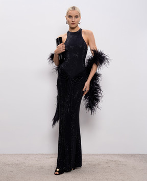 Venuja Черный купальник MALIBU с кристаллами OP005A