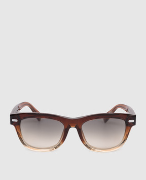 Brunello Cucinelli Коричневые солнцезащитные очки Stanley J с гравировкой логотипа MOCSTEMS17