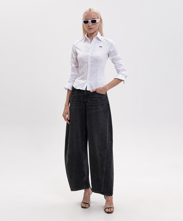 Vetements Белая рубашка с нашивкой логотипа WH27SH039W изображение 2
