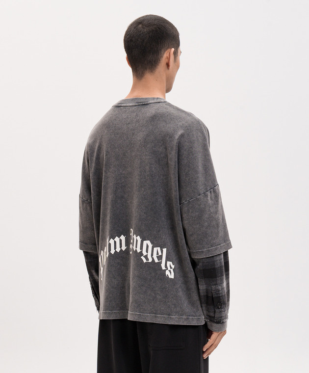 Palm Angels Сірий лонгслів Skull PMAB05ES26JER001 зображення 4