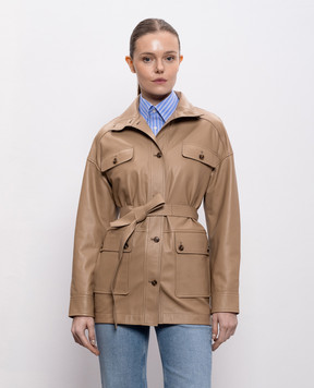 Yves Salomon Бежева шкіряна куртка 26EYV22476APXX