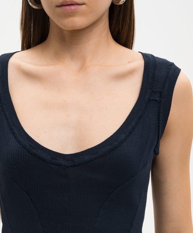 Marc Le Bihan Синяя майка в рубчик 2841 изображение 4