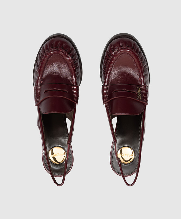 Saint Laurent Бордовые кожаные слингбеки LE LOAFER A001EHAAGXE изображение 4