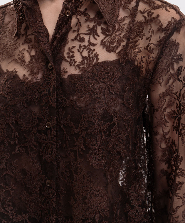Ermanno Scervino Коричневая блуза с вышивкой D492K393CSAPEYF изображение 5