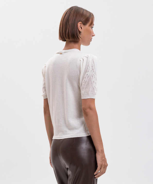 Twinset Топ с шерстью цвета айвори с ажурным узором 262TP3210 изображение 4