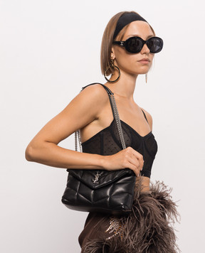 Saint Laurent Чорна шкіряна сумка з емблемою 7593371EL00